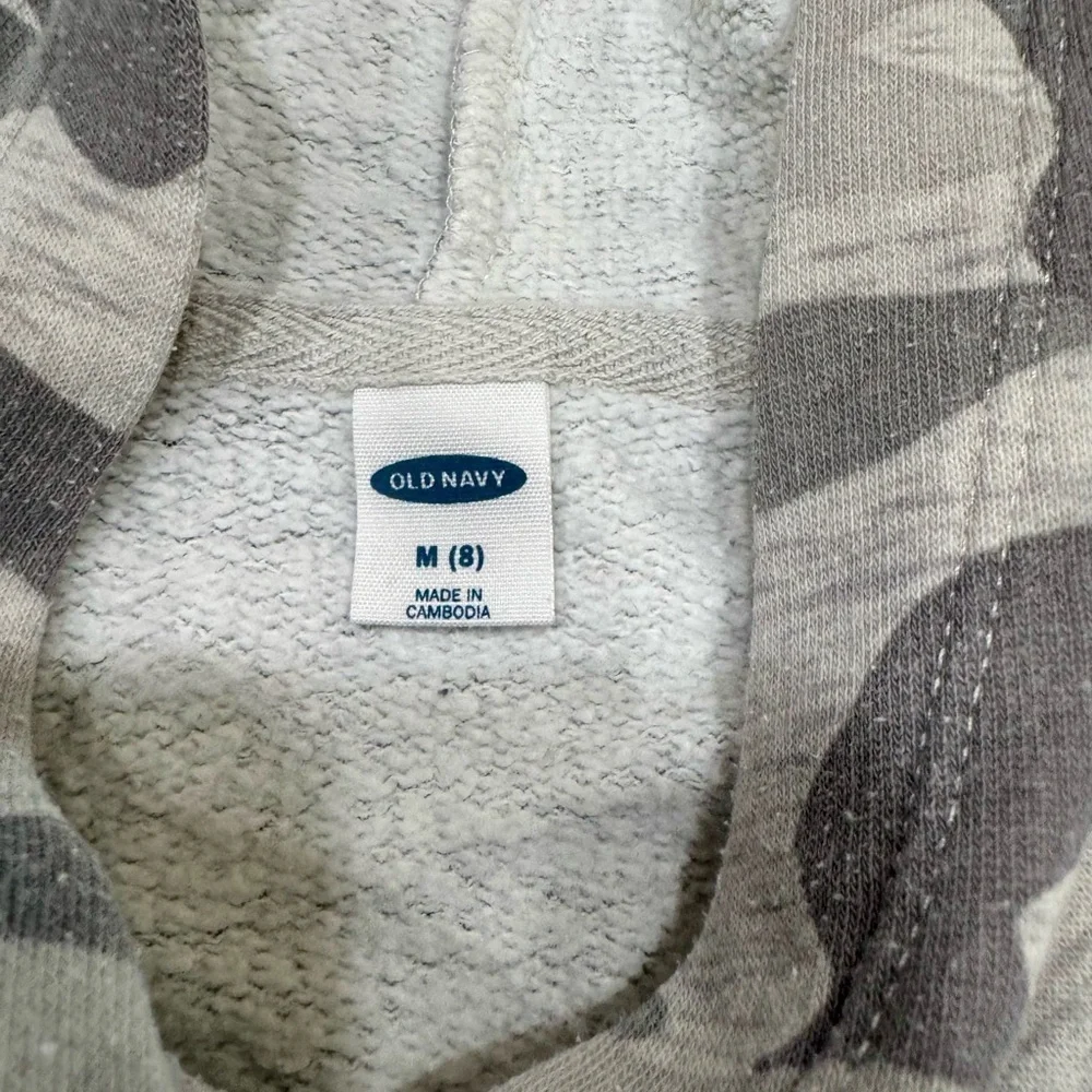Old Navy Boys Pullover Hoodie – Gray Camo – Size Medium (8)